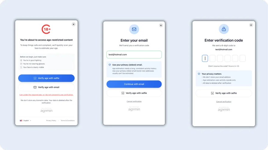End user interface for the Agemin SDK End user interface for the Agemin SDK